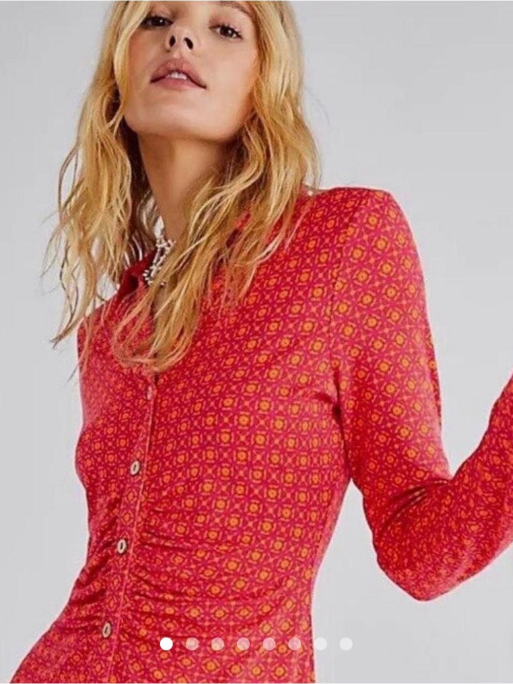 Free People Shayla Mini Dress Pink & Orange Large